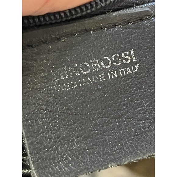 MINO BOSSI Structured Rectangular Bag Purse Black Leather Handmade Italy Stitch - Picture 7 of 7